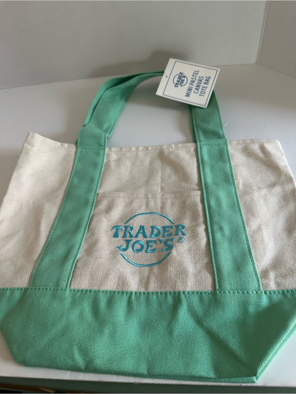 Trader Joe's Mint Canvas Tote Bag